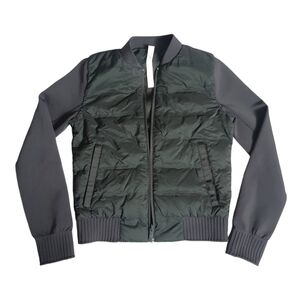 Lululemon Down & Around Bomber Jacket (reversible) Womens 2 Black Quilted Puffer